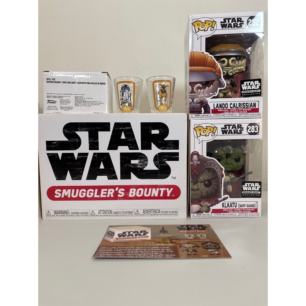 Funko Star Wars Smuggler's Bounty Lando 282 Klaatu 283 Pop Figures & Glass Set